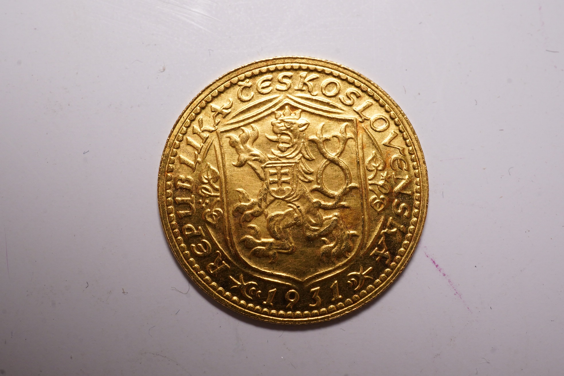 Czechoslovakia gold coins, First Republic, 1 gold Dukat 1931, KM.8, UNC.